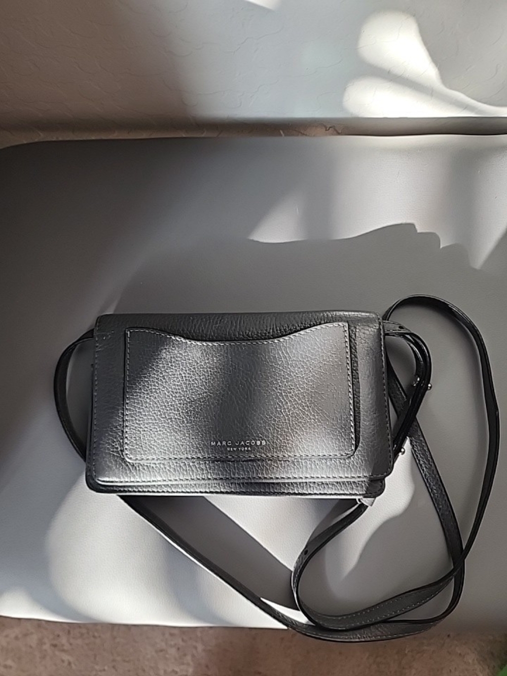 Marc Jacobs Black Pebbled Leather Crossbody Wallet